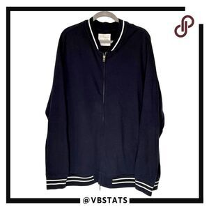 Five Four Nick Wooster Comfy Mens Full Zip Jersey Knit Jacket Navy Blue 3XL